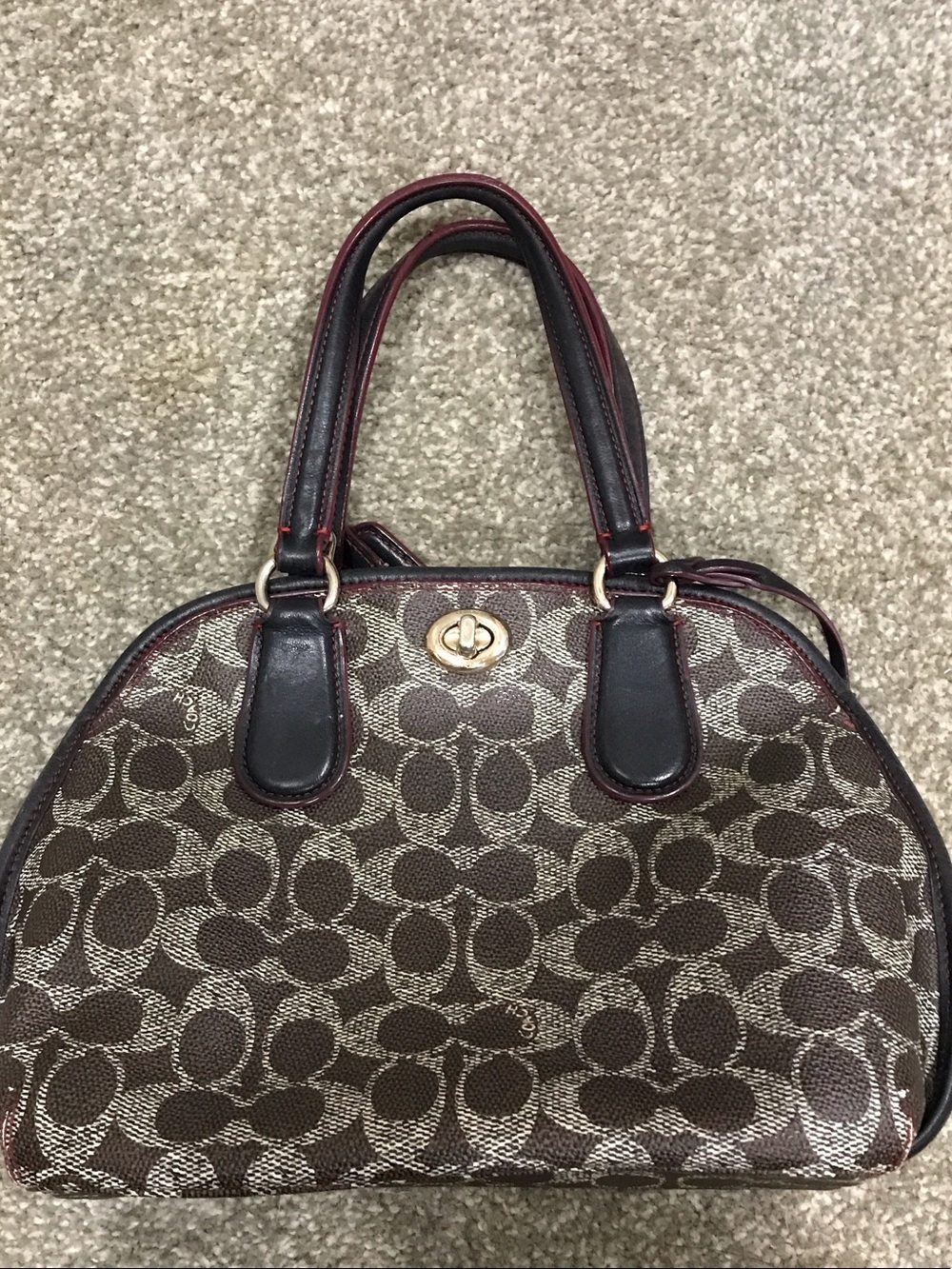 Coach Prince Street Brown Signature Monogram Satchel with Black Trim - Picture 5 of 7